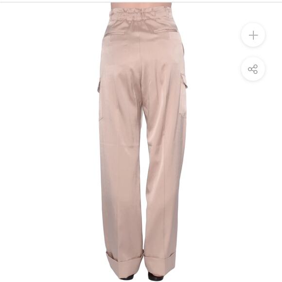 NWOT Elaine Kim Soma Cupro Cuffed Cargo Pant in Champagne Size Medium - Picture 3 of 10